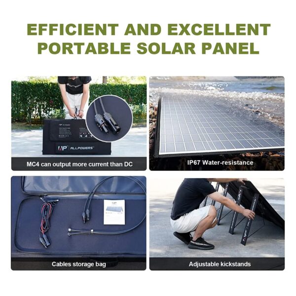 Solar Charger，Portable Waterproof Foldable Solar Panel for Camping RV Garden Roof - Image 6